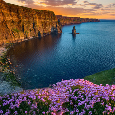 Beatiful Sunset From The Cliffs Of Moher In County Clare, Irelan